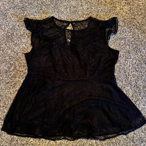 Torrid Black Lace Top with Keyhole Back
